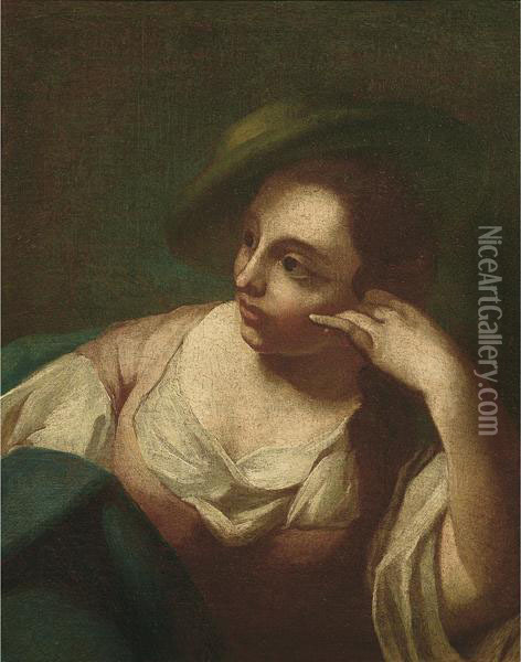 Giovane Donna Con Cappello Oil Painting - Pietro Antonio Rotari