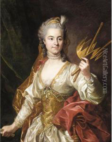 Portrait Of Mademoiselle 
Genevieve De Malboisiere (1746-66) As Melpomene, Muse Of Tragedy Oil Painting - Louis-Michel Van Loo