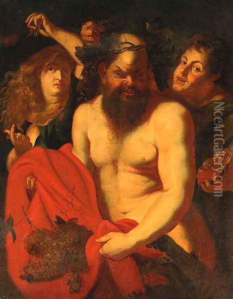 Drunken Silenus Attended By Bacchantes Oil Painting - Sir Peter Paul Rubens