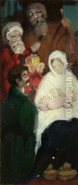 Holy Family And Wise Men Oil Painting - Clark Hobart