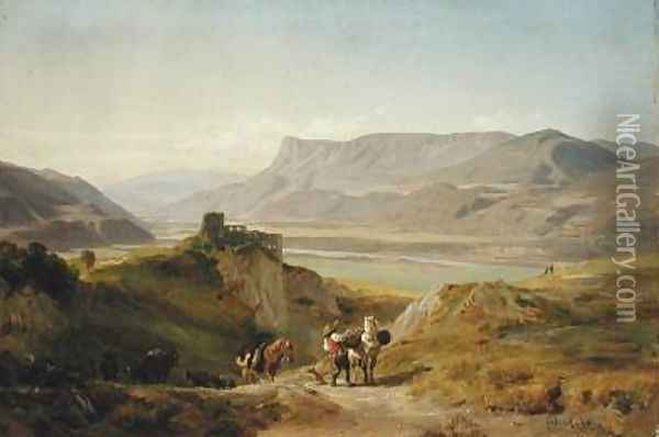 The Ruins of Brunnenburg Castle in the Etschtal Valley 1838 Oil Painting - Johann Georg Paul Mohr