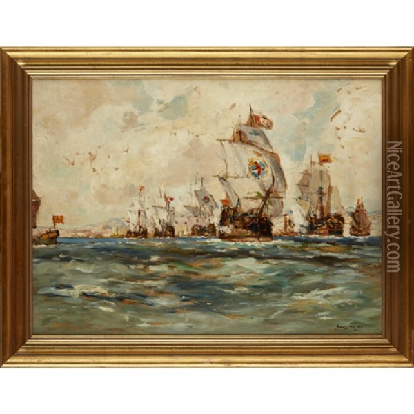 The Spanish Armada Oil Painting - James Kay