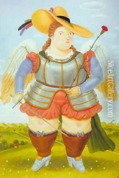 Saint Michael Archangel 1986 Oil Painting - Fernando Botero