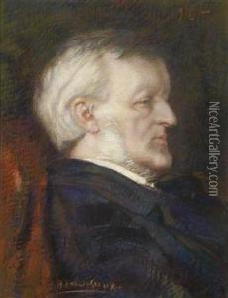 Bildnis Deskomponisten Richard Wagner Im Profil Oil Painting - Henry de Groux