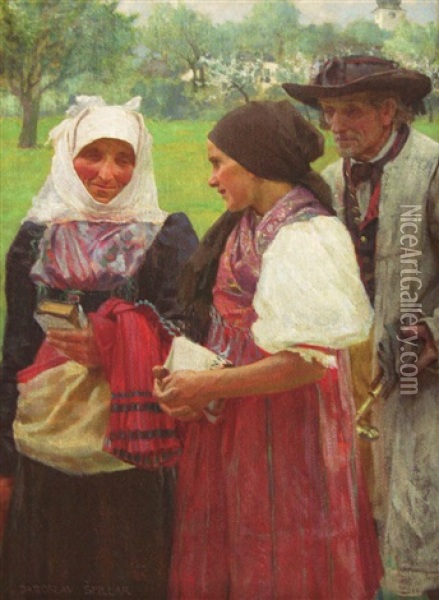 Family From Chodsko Oil Painting - Jaroslav Spillar