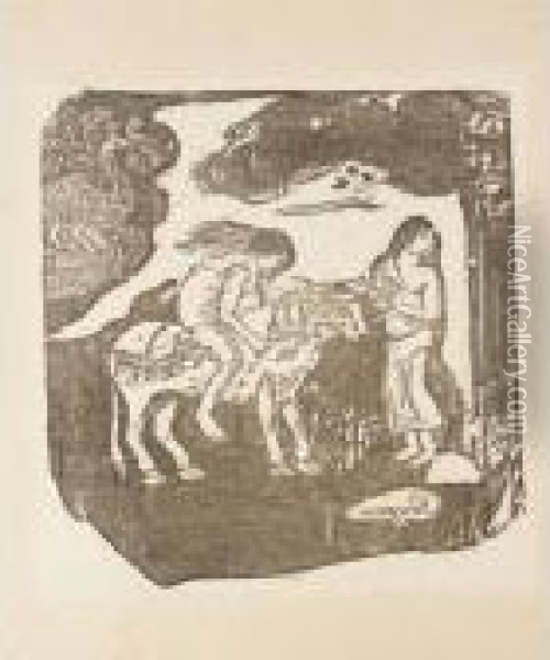 L'enlevement D'europe (mongan, Kornfeld, Joachim 47 Cb) Oil Painting - Paul Gauguin