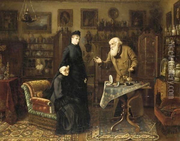 The Antique Dealer Oil Painting - Carl Johann Spielter