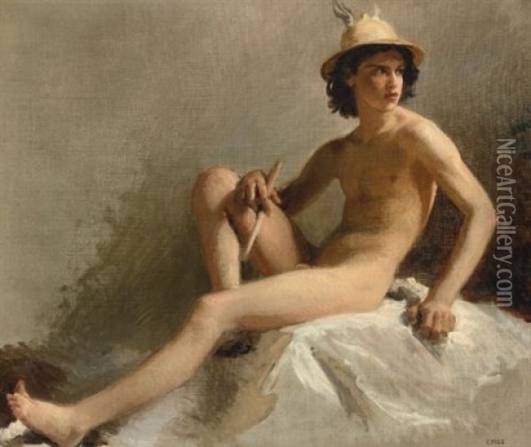 Study For Mercury, Palais Garnier, Paris Oil Painting - Isidore Alexandre Augustin Pils