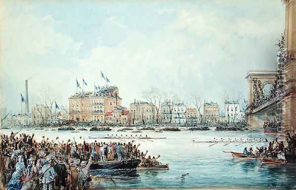 The Oxford and Cambridge Boat Race, 1st April 1871 Oil Painting - George, the Younger Chambers