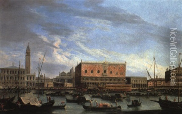 The Bucintoro Departing From S. Marco For The Symbolic Marriage Of Venice Oil Painting - Michele Marieschi