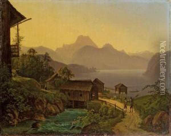 Alpenidylle Oil Painting - Wilhelm Steinfeld