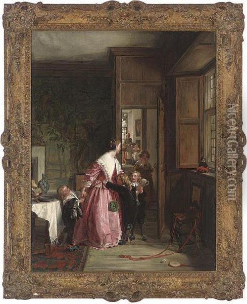 My Lady And Her Children Oil Painting - John Callcott Horsley