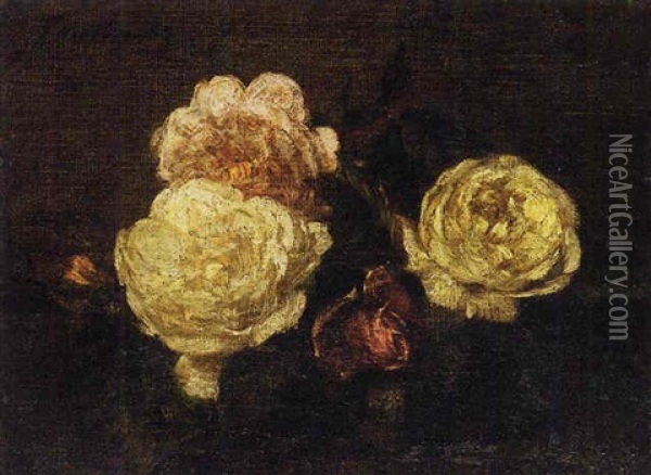 Fleurs, Roses Oil Painting - Henri Fantin-Latour