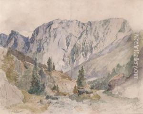 A View Of Rax Mountain Oil Painting - Leopold Munsch