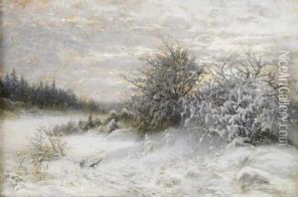 Vinterlandskap Oil Painting - Charlotte Wahlstrom
