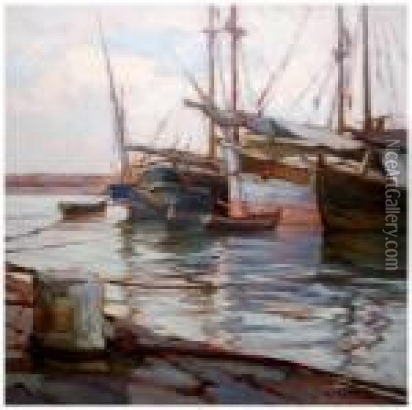 Barche Da Pesca All'ormeggio Oil Painting - Renuccio Renucci
