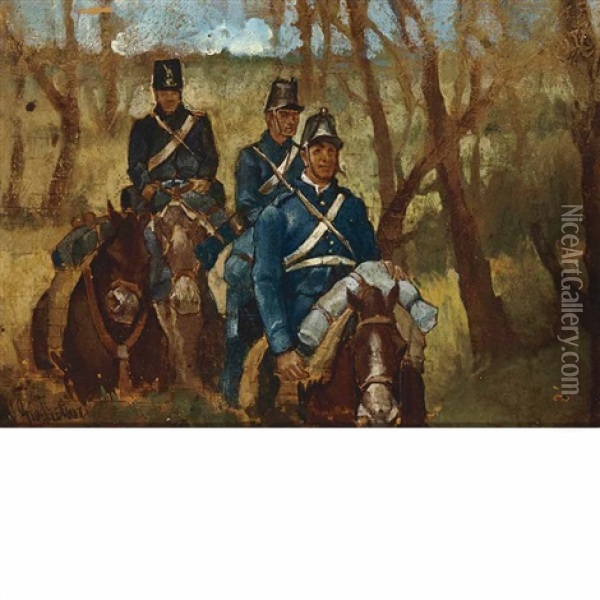 Mounted Cavalry Oil Painting - Giovanni Fattori