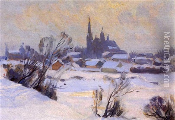 Winter, Baie St. Paul Oil Painting - Clarence Alphonse Gagnon