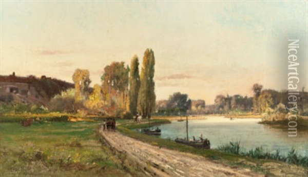 Path Along The Shore Oil Painting - Charles Edouard du Bois