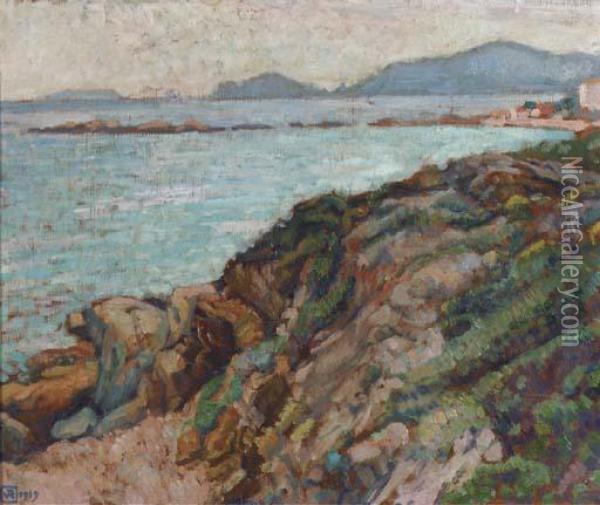 La Baie De St. Clair Par Temps Gris Oil Painting - Theo van Rysselberghe
