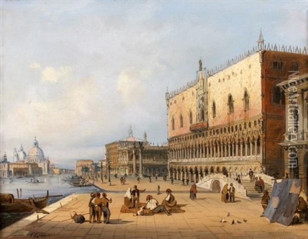 Le Palais Des Doges, Venise Oil Painting - Carlo Grubacs