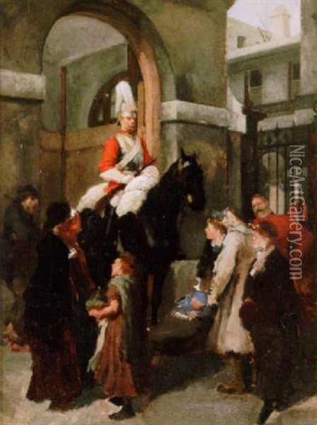 The Horse Guards, Whitehall Oil Painting - Godefroy Durand