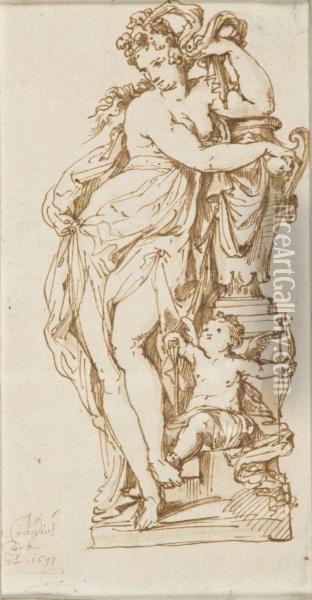 Recto : Venus Et L'amour ; Verso : Ulysse Et Ses Compagnonsaveuglant Polypheme Oil Painting - Jan Claudius De Cock