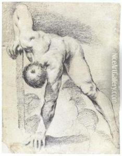 A Study Of A Man Bending Down Oil Painting - Guercino
