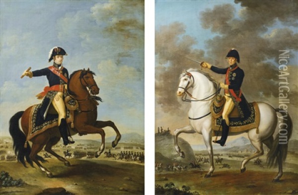 Portraits Of British Officers Serving With The Portuguese Army Oil Painting - Henrique Jose da Silva