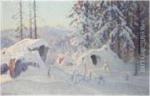 Insnonad Kolbotten (snowed-in, Kolbotten) Oil Painting - Anshelm Schultzberg