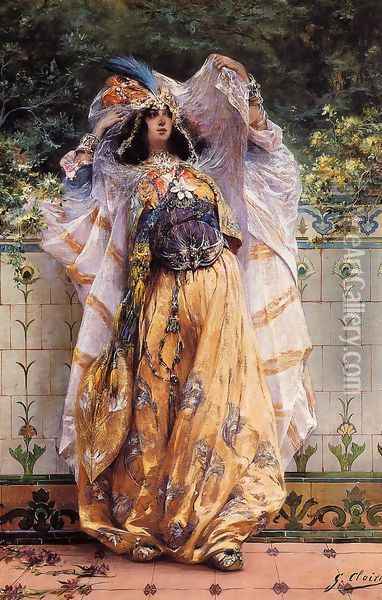 An Ouled-Nail Tribal Dancer Oil Painting - Georges Jules Victor Clairin