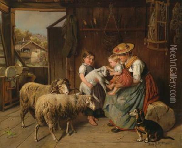 Der Kleine Liebling Oil Painting - Adolf Eberle