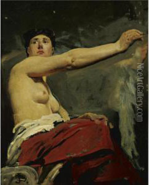 Study For The Central Figure In The Ceiling Of The Palais De La Legion D'honneur Oil Painting - Jean-Paul Laurens