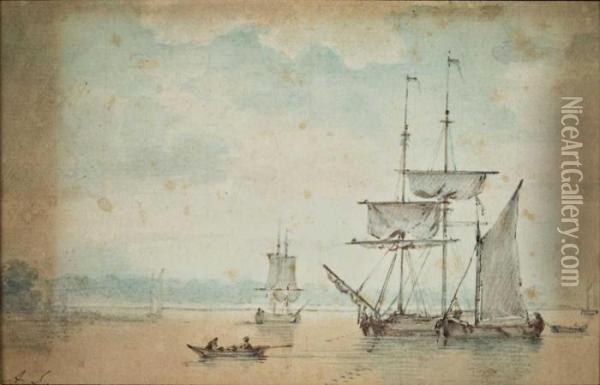 Uferlandschaften Mit Segelschiffen Oil Painting - Abraham Storck