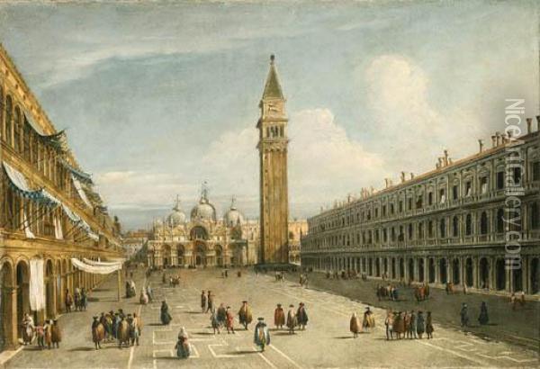 The Piazza San Marco, Venice, Looking East Along The Centralline Oil Painting - Michele Marieschi