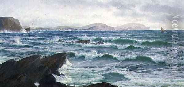 A Coastal Scene Oil Painting - David James