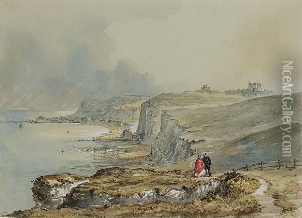 A Stroll Along The Dover Coast Oil Painting - George Bryant Campion