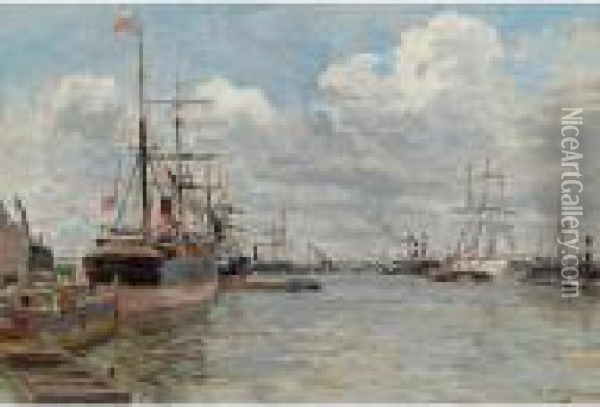 Harbor View Oil Painting - Edmond Marie Petitjean
