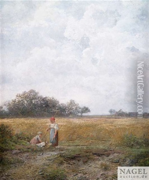 Bauernkinder Am Feldrand Oil Painting - Auguste Horter