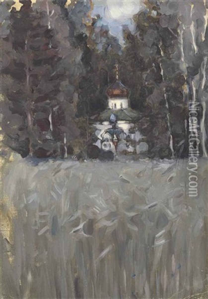 Church At Abramtsevo Oil Painting - Maria Vasilevna Jakunchikova