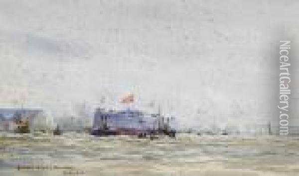 Launch Of Hms Albermarle Oil Painting - William Lionel Wyllie
