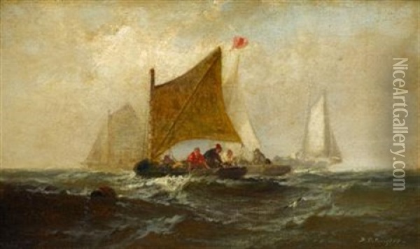Fishermen On Choppy Waters Oil Painting - Franklin Dullin Briscoe