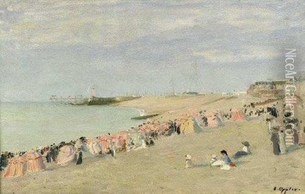 Nachmittags Am Strand Von Dieppe Oil Painting - Ernst Oppler
