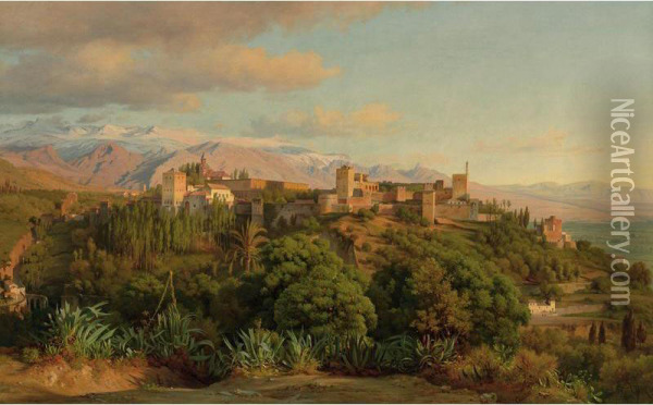 The Alhambra, Sierra Nevada Province, Grenada Oil Painting - Ludwig H. Theodor Gurlitt