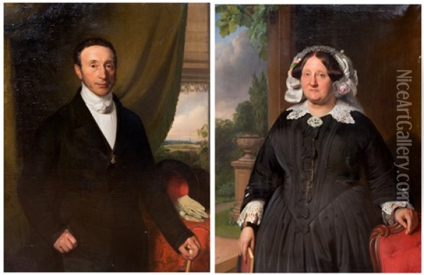 Portraits Of A Lady And A Gentleman (2 Works) Oil Painting - Wilhelmus Cornelis Chimaer Van Oudendorp