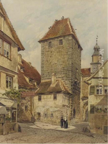 The Townhall At Rothenburg Oil Painting - Karl Hermann Krabbes