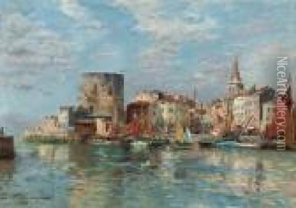 Harbour View Of La Rochelle Oil Painting - Edmond Marie Petitjean