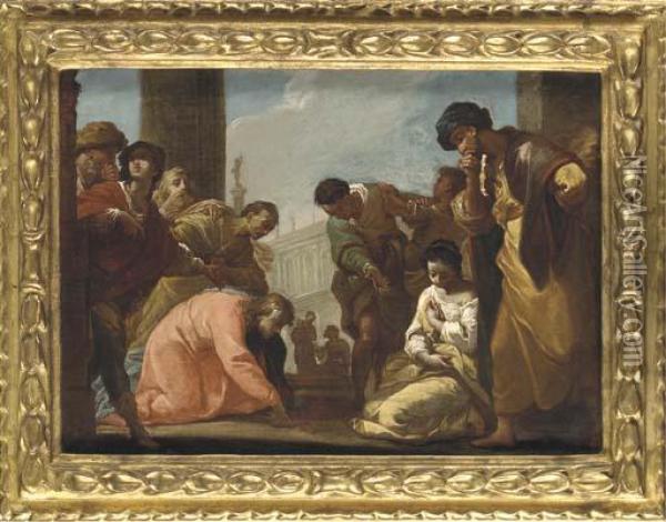 Christ And The Woman Taken In Adultery Oil Painting - Ubaldo Gandolfi