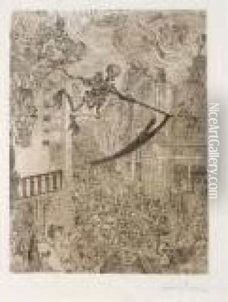 La Mort Poursuivant Le Troupeau Humain (tavernier 104) Oil Painting - James Ensor