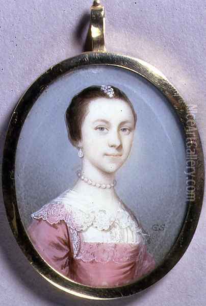 Portrait Miniature of Rachael Chumley, c.1749 Oil Painting - Gervase Spencer